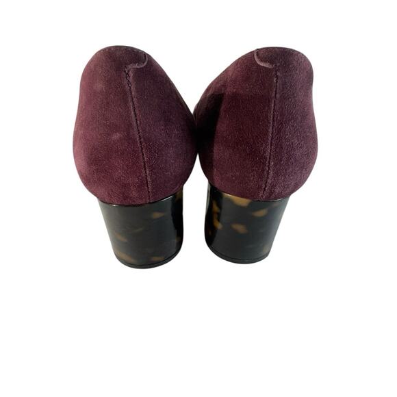 Talbots ISA Heels Block TORTOISE PATTERN Suede 7M Office Work Purple Leather - Picture 7 of 10